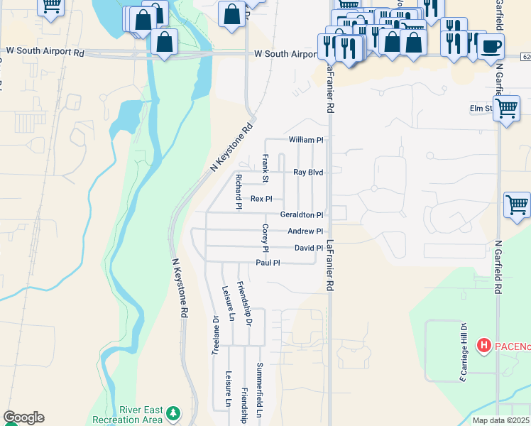 map of restaurants, bars, coffee shops, grocery stores, and more near Corey Place in Traverse City