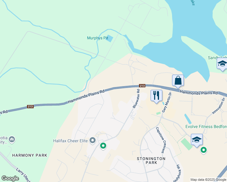 map of restaurants, bars, coffee shops, grocery stores, and more near 680 Hammonds Plains Road in Bedford