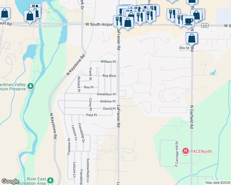 map of restaurants, bars, coffee shops, grocery stores, and more near 2700-2798 South Thomas Place in Traverse City