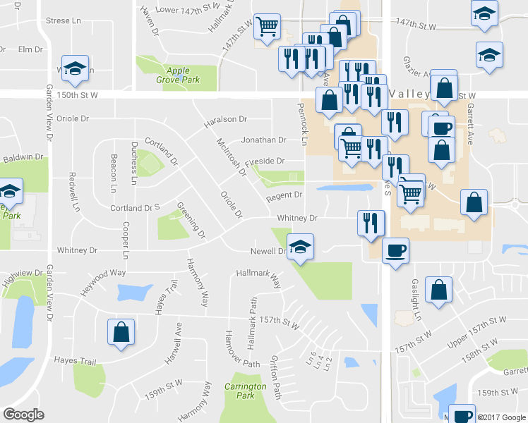 map of restaurants, bars, coffee shops, grocery stores, and more near 816 McIntosh Drive in Apple Valley