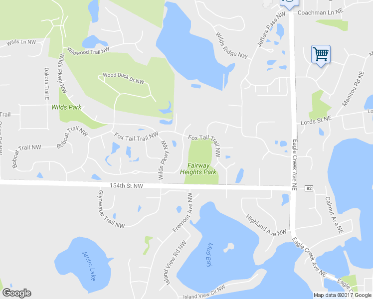 map of restaurants, bars, coffee shops, grocery stores, and more near 15315 Wilderness Ridge Road Northwest in Prior Lake