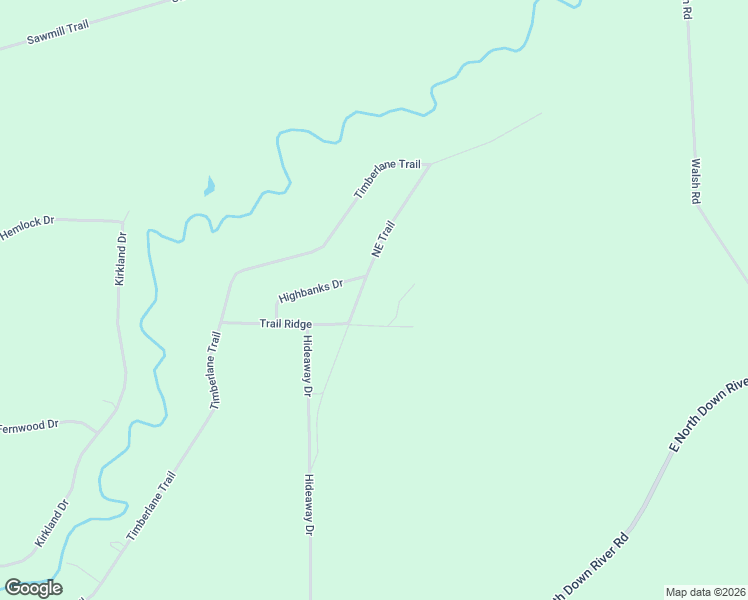 map of restaurants, bars, coffee shops, grocery stores, and more near 3050 Northeast Trail in Grayling