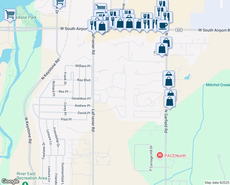 map of restaurants, bars, coffee shops, grocery stores, and more near 4 Birch Tree Lane in Traverse City
