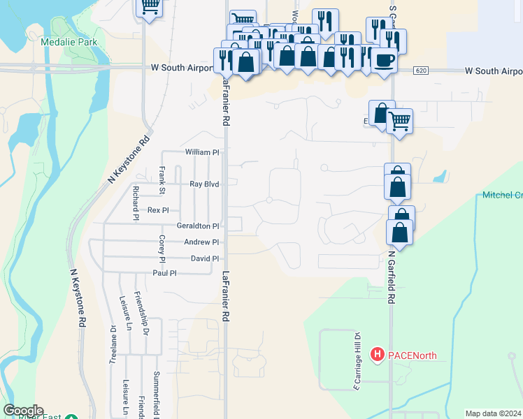 map of restaurants, bars, coffee shops, grocery stores, and more near 2755 Beech Tree Lane in Traverse City