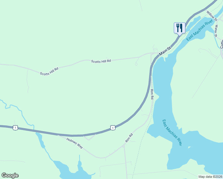 map of restaurants, bars, coffee shops, grocery stores, and more near in East Machias
