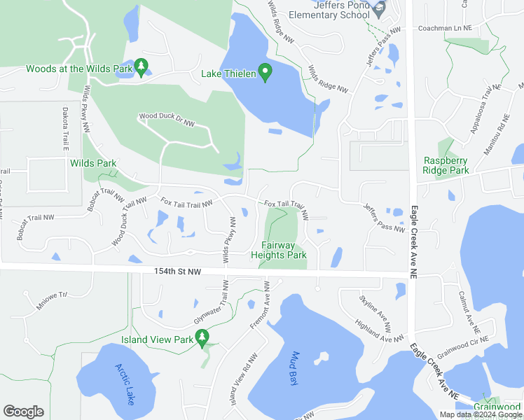 map of restaurants, bars, coffee shops, grocery stores, and more near 15305 Wilderness Ridge Road Northwest in Prior Lake