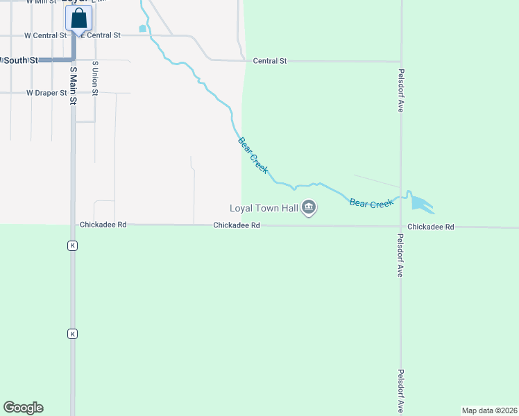 map of restaurants, bars, coffee shops, grocery stores, and more near W3476 Chickadee Road in Loyal