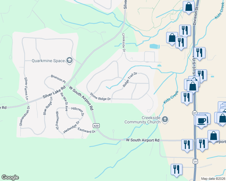 map of restaurants, bars, coffee shops, grocery stores, and more near 2789 Ridge Trail Drive in Traverse City