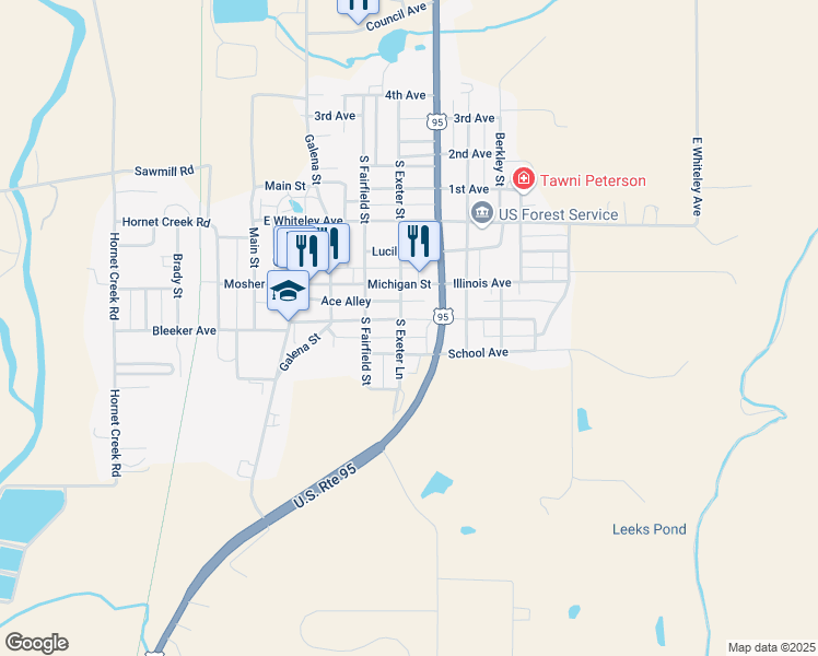 map of restaurants, bars, coffee shops, grocery stores, and more near 206 California Avenue in Council