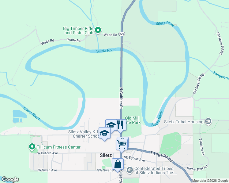map of restaurants, bars, coffee shops, grocery stores, and more near 23406 Siletz Highway in Siletz
