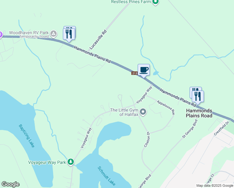 map of restaurants, bars, coffee shops, grocery stores, and more near 50 Equine Court in Upper Hammonds Plains