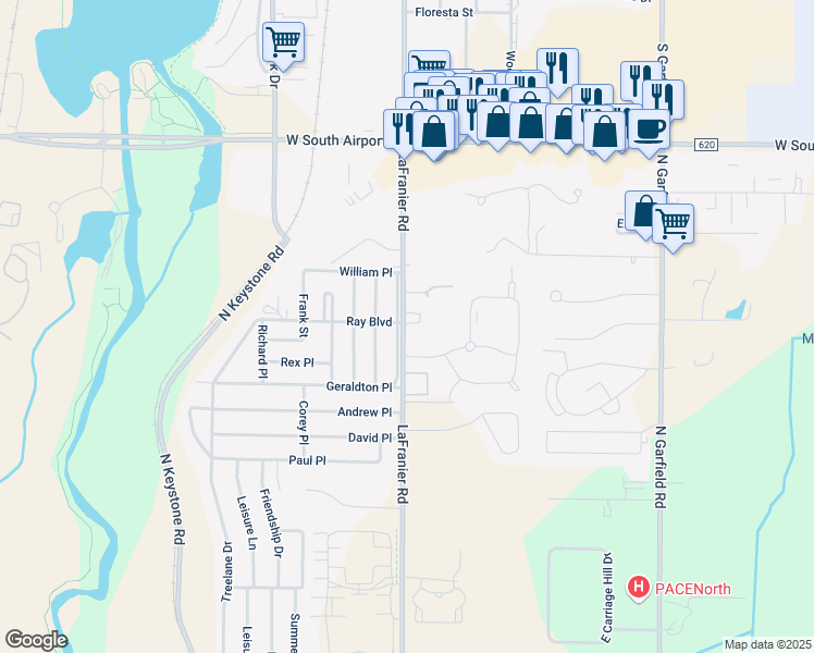 map of restaurants, bars, coffee shops, grocery stores, and more near 2770 LaFranier Road in Traverse City