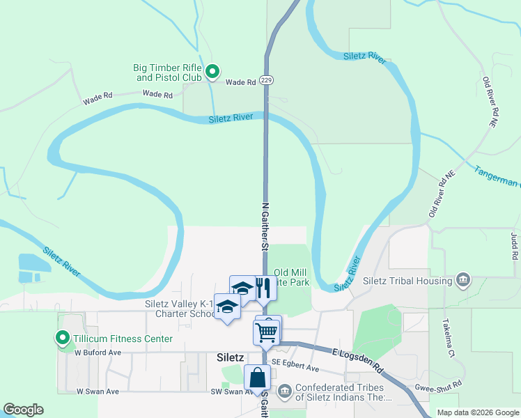 map of restaurants, bars, coffee shops, grocery stores, and more near 23406 Siletz Highway in Siletz