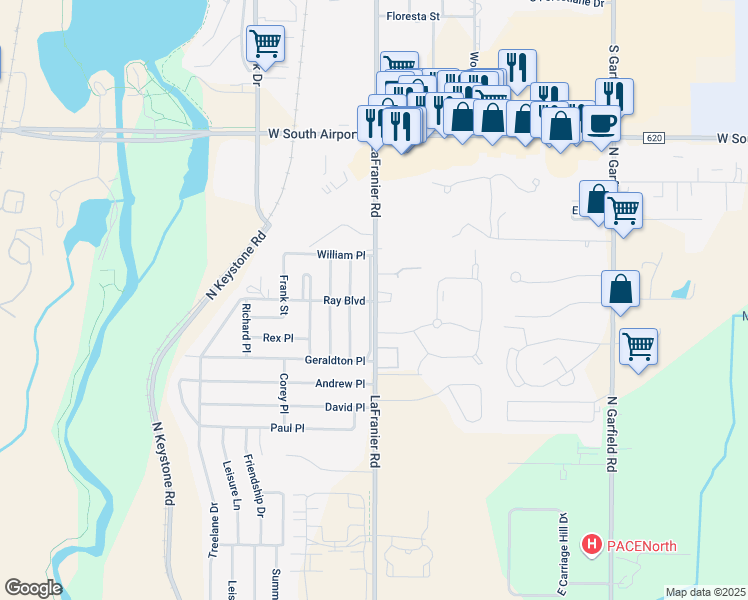 map of restaurants, bars, coffee shops, grocery stores, and more near 2770 Lafranier Road in Traverse City