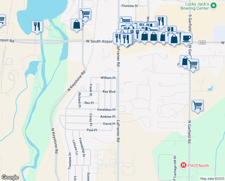 map of restaurants, bars, coffee shops, grocery stores, and more near 2802 North Thomas Place in Traverse City