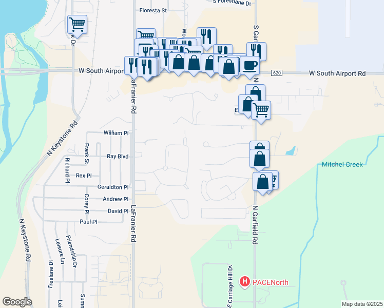 map of restaurants, bars, coffee shops, grocery stores, and more near 2870 Glen Drive in Traverse City