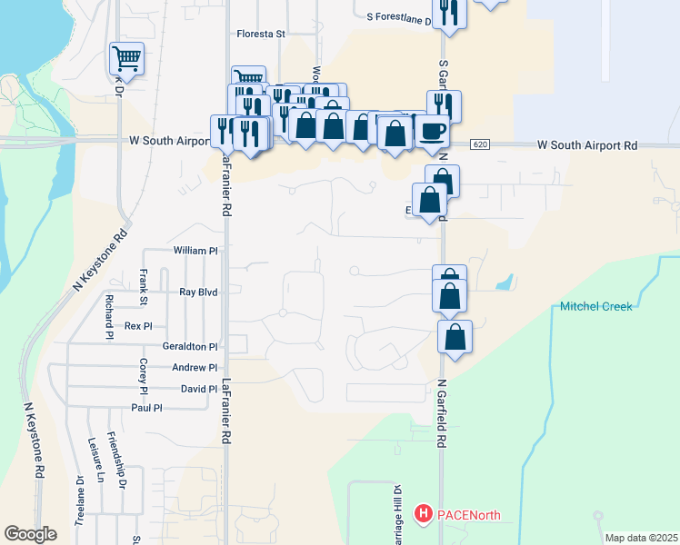 map of restaurants, bars, coffee shops, grocery stores, and more near 2870 Glen Drive in Traverse City
