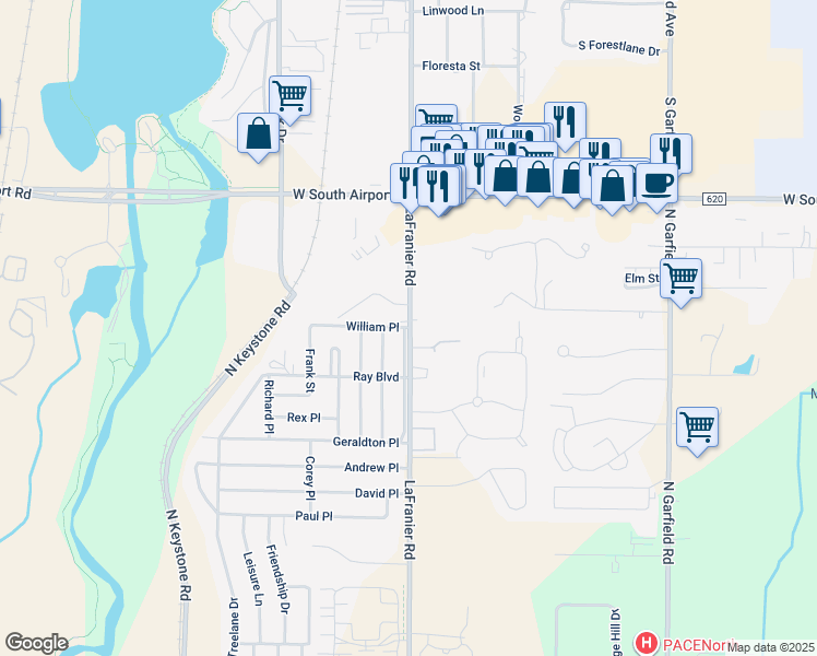map of restaurants, bars, coffee shops, grocery stores, and more near 2899 Lafranier Road in Traverse City