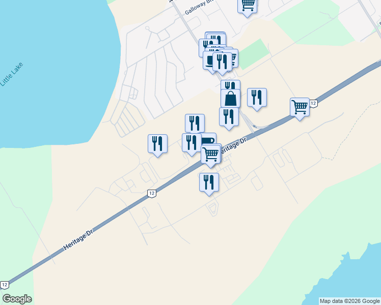 map of restaurants, bars, coffee shops, grocery stores, and more near 16833 Heritage Drive in Midland