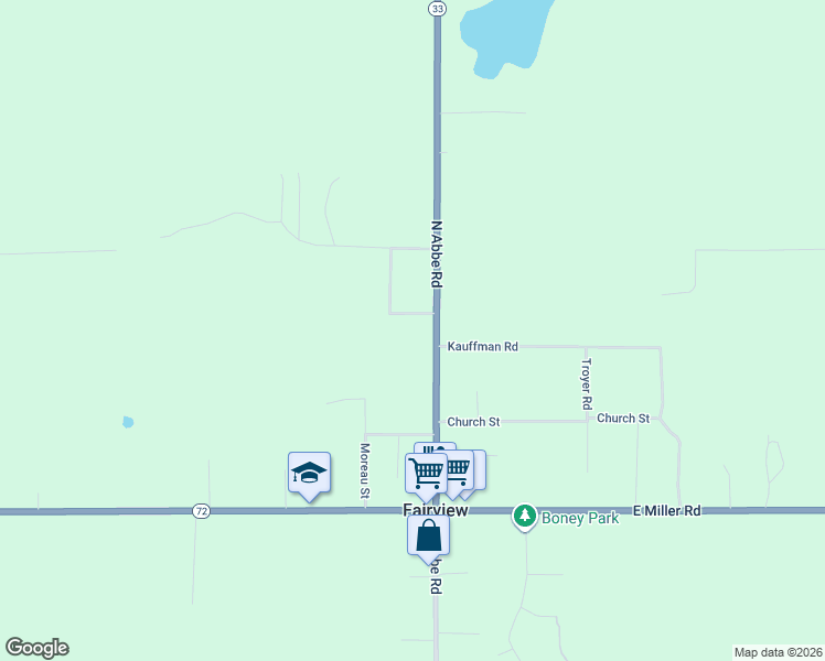 map of restaurants, bars, coffee shops, grocery stores, and more near 1637-1657 North Abbe Road in Fairview