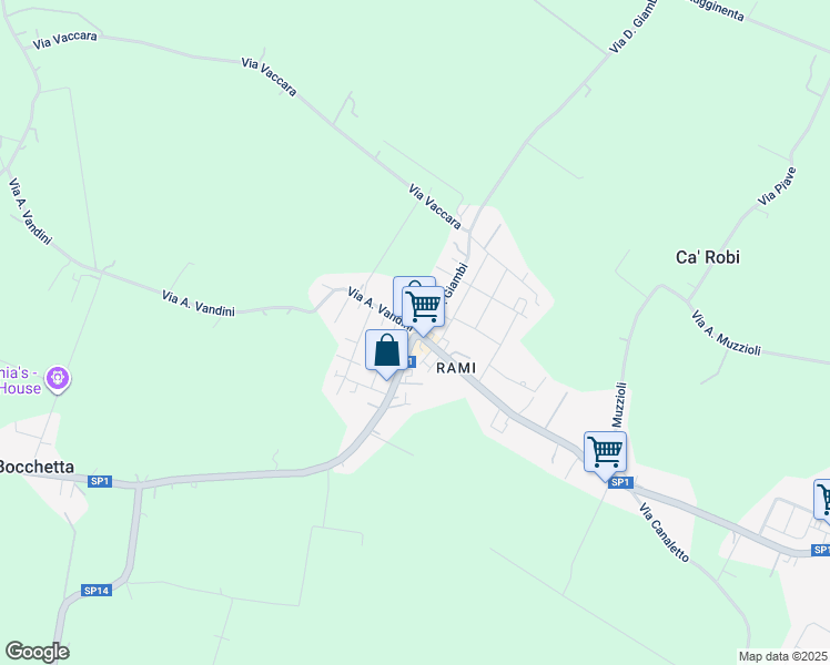 map of restaurants, bars, coffee shops, grocery stores, and more near 248 Via della Resistenza in Ravarino
