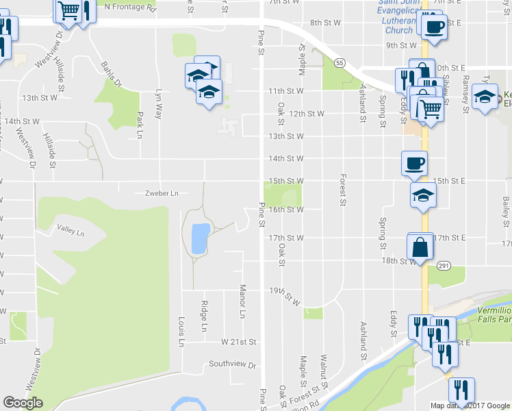 map of restaurants, bars, coffee shops, grocery stores, and more near 1528 Pine Street in Hastings