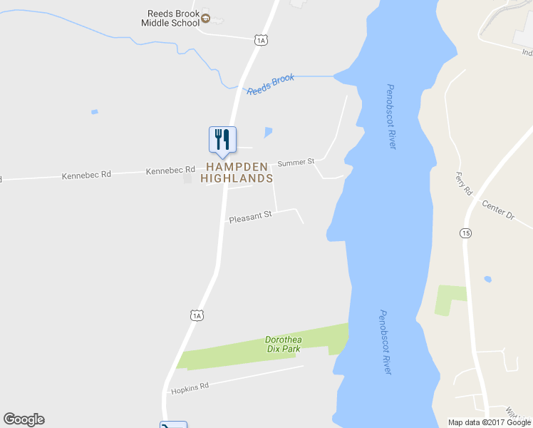 map of restaurants, bars, coffee shops, grocery stores, and more near 27 Pleasant Street in Hampden