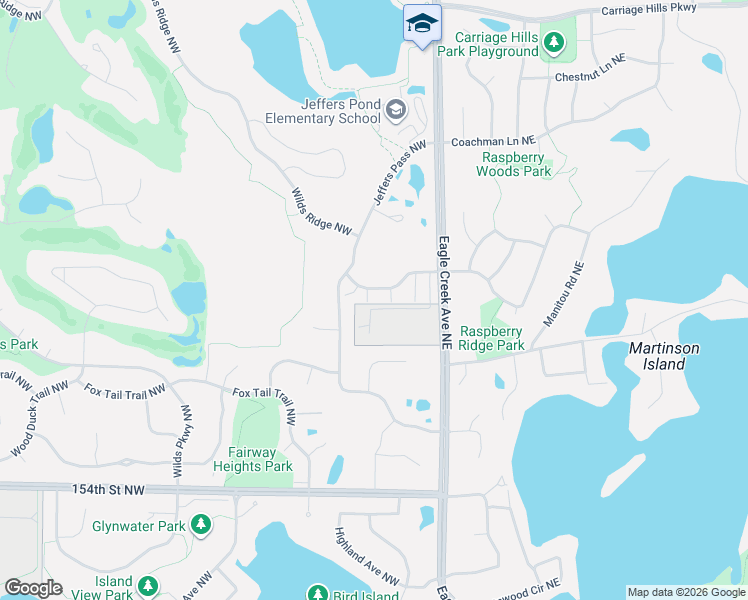 map of restaurants, bars, coffee shops, grocery stores, and more near 3855 Raspberry Ridge Road Northwest in Prior Lake