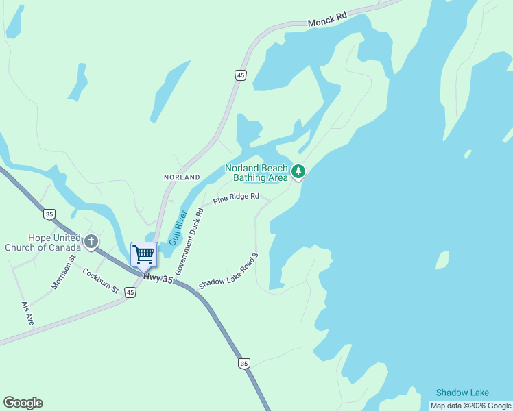 map of restaurants, bars, coffee shops, grocery stores, and more near Shadow Lake Road 3 in Kawartha Lakes