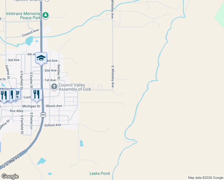 map of restaurants, bars, coffee shops, grocery stores, and more near 2001 Missman Road in Council