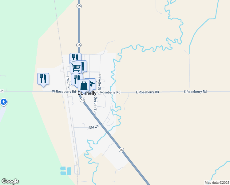 map of restaurants, bars, coffee shops, grocery stores, and more near 565-579 E Roseberry Rd in McCall