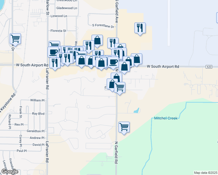 map of restaurants, bars, coffee shops, grocery stores, and more near 1040 Maple Street in Traverse City