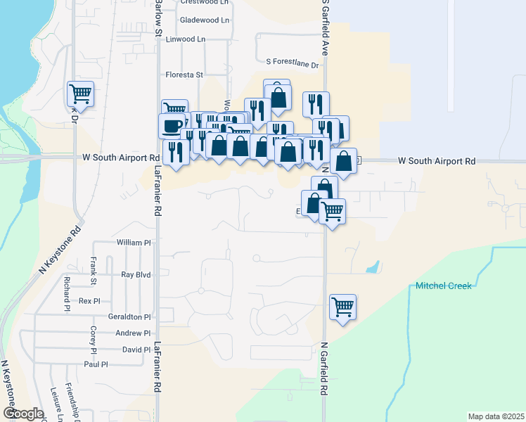 map of restaurants, bars, coffee shops, grocery stores, and more near 1192 Terrace Bluff Drive in Traverse City