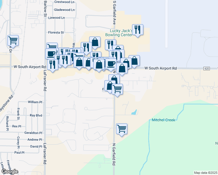 map of restaurants, bars, coffee shops, grocery stores, and more near 1040 Maple Street in Traverse City
