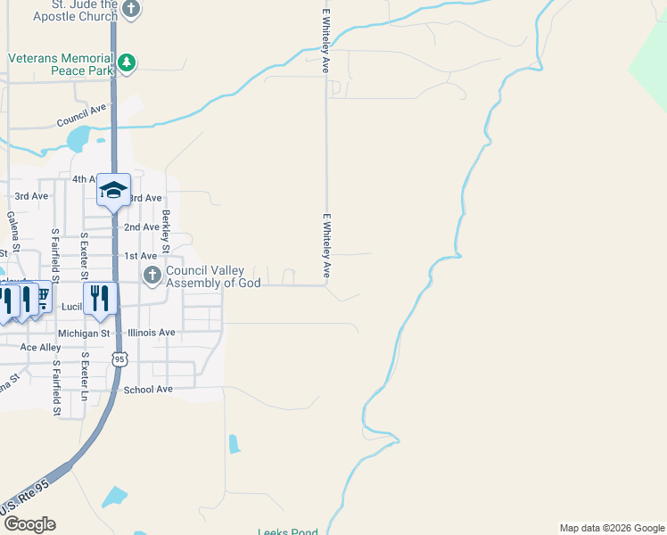 map of restaurants, bars, coffee shops, grocery stores, and more near 2001-2007 Missman Road in Council