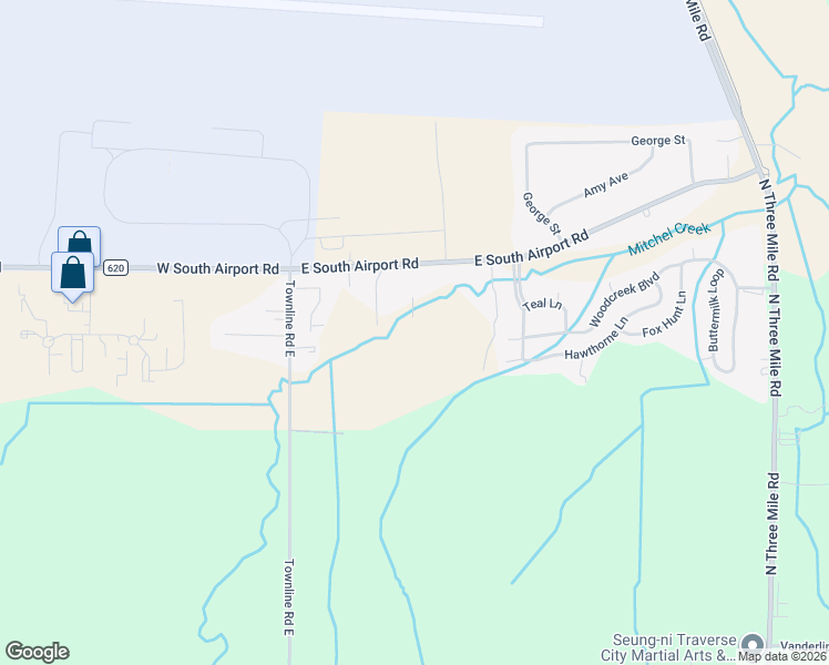 map of restaurants, bars, coffee shops, grocery stores, and more near 3210 Cattail Court in Traverse City