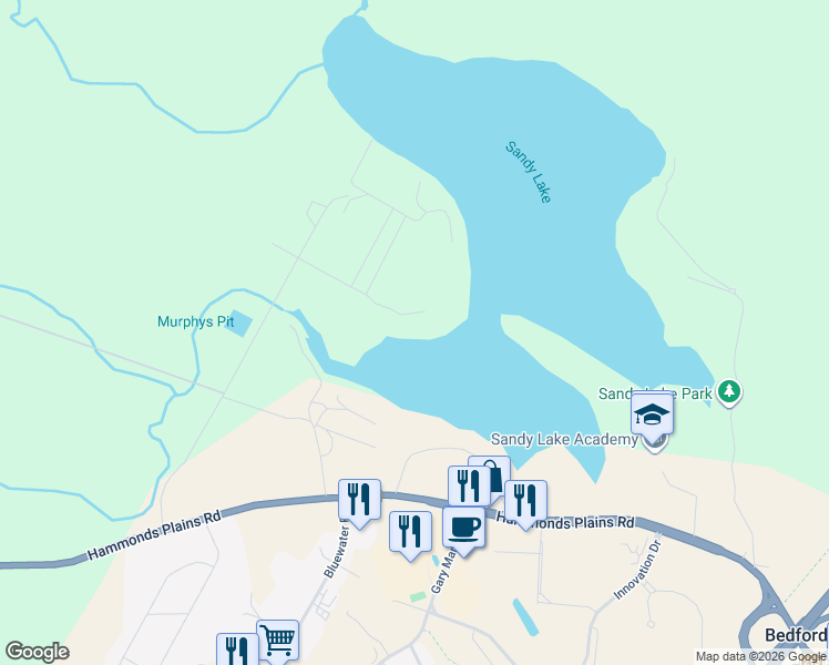 map of restaurants, bars, coffee shops, grocery stores, and more near 27 Granter Road in Bedford
