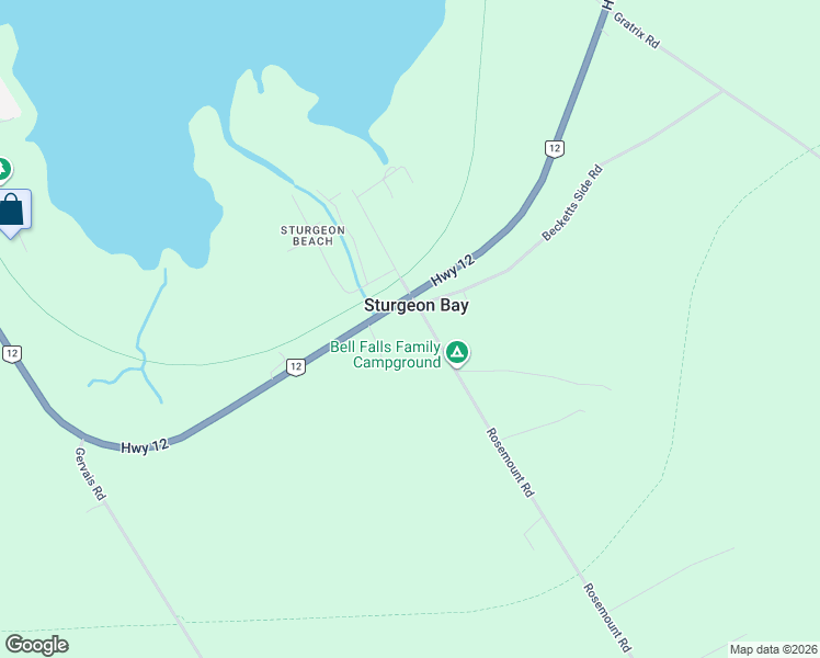 map of restaurants, bars, coffee shops, grocery stores, and more near 1960 Rosemount Road in Waubaushene