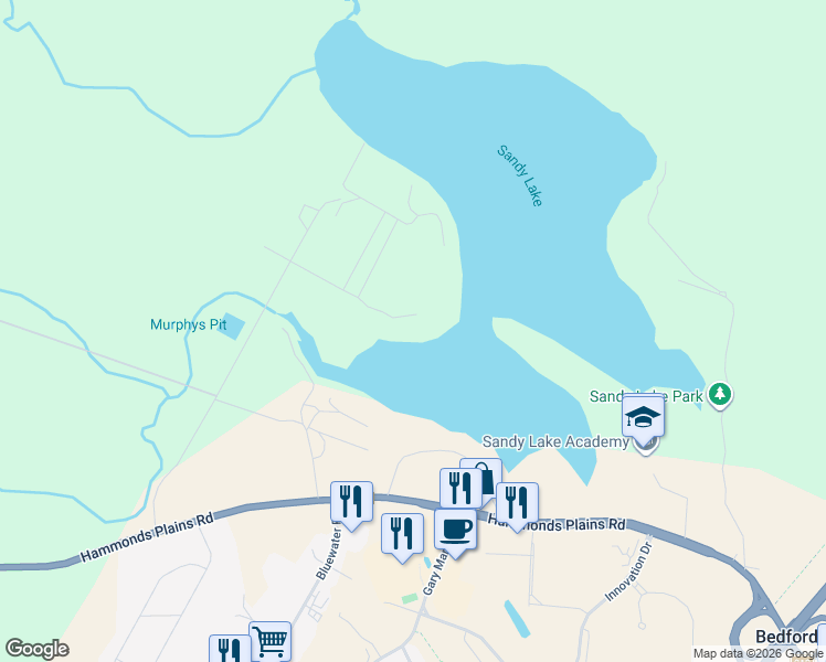 map of restaurants, bars, coffee shops, grocery stores, and more near 27 Granter Road in Bedford