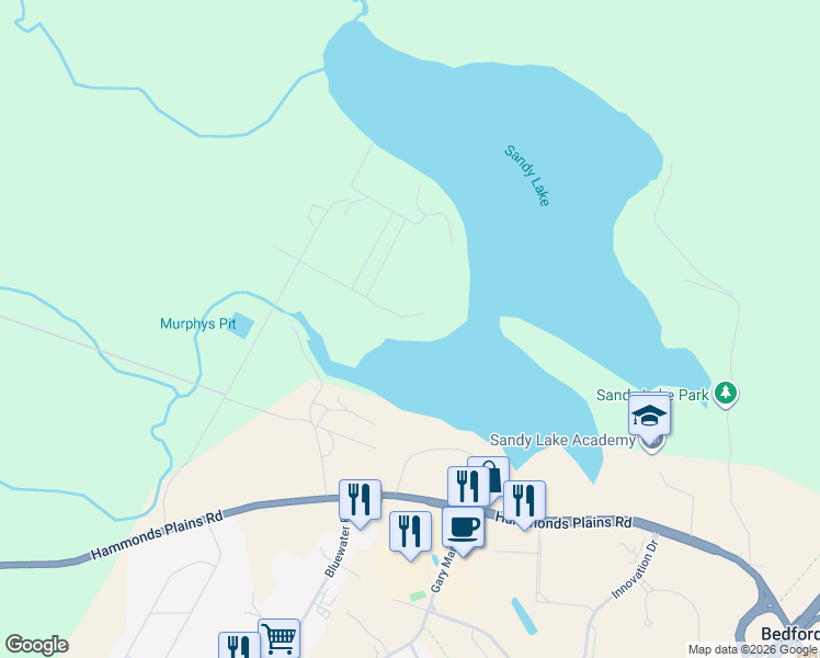 map of restaurants, bars, coffee shops, grocery stores, and more near 27 Granter Road in Bedford