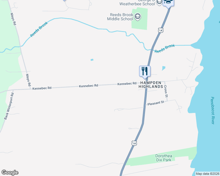 map of restaurants, bars, coffee shops, grocery stores, and more near 59 Kennebec Road in Hampden