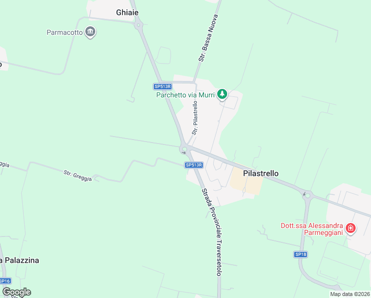 map of restaurants, bars, coffee shops, grocery stores, and more near 265 Strada Statale 513 in Pilastrello