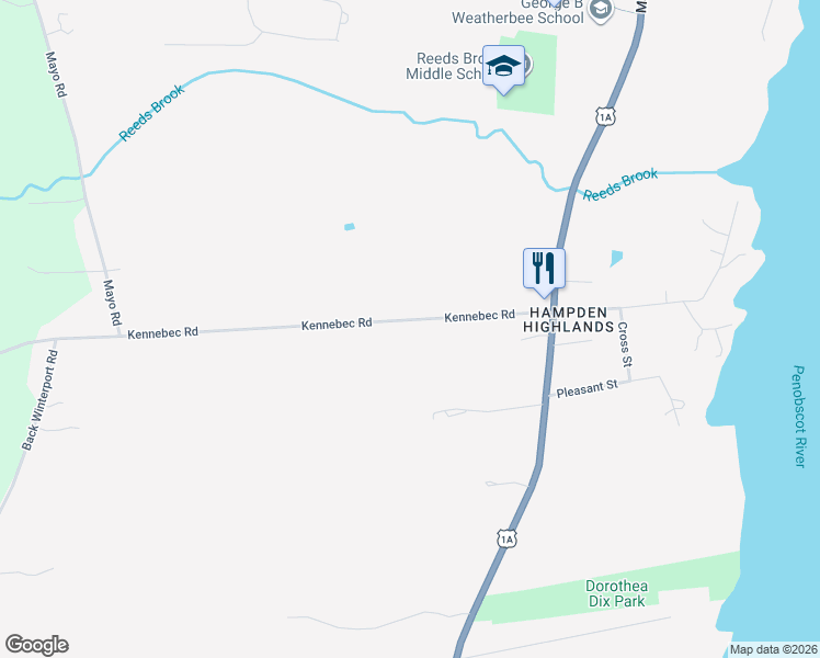 map of restaurants, bars, coffee shops, grocery stores, and more near 59 Kennebec Road in Hampden
