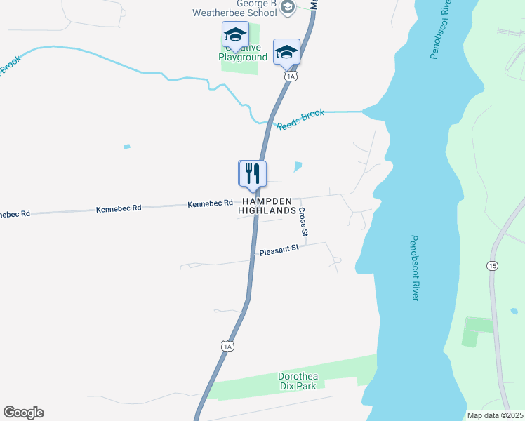 map of restaurants, bars, coffee shops, grocery stores, and more near 8 Swan Drive in Hampden
