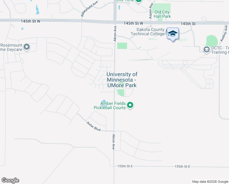 map of restaurants, bars, coffee shops, grocery stores, and more near 14999 Akron Avenue in Rosemount