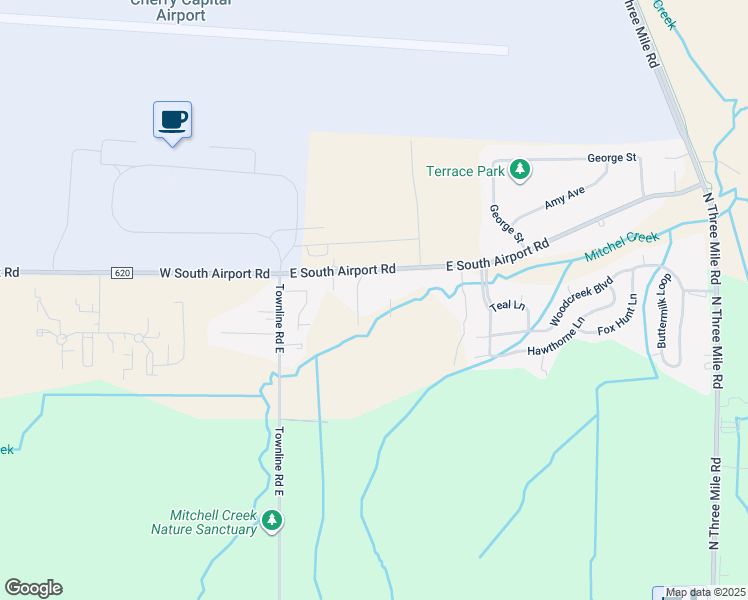 map of restaurants, bars, coffee shops, grocery stores, and more near 3212 Brookside Drive in Traverse City