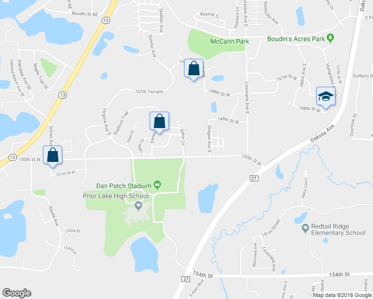 map of restaurants, bars, coffee shops, grocery stores, and more near 7512 Arbor Lane in Savage