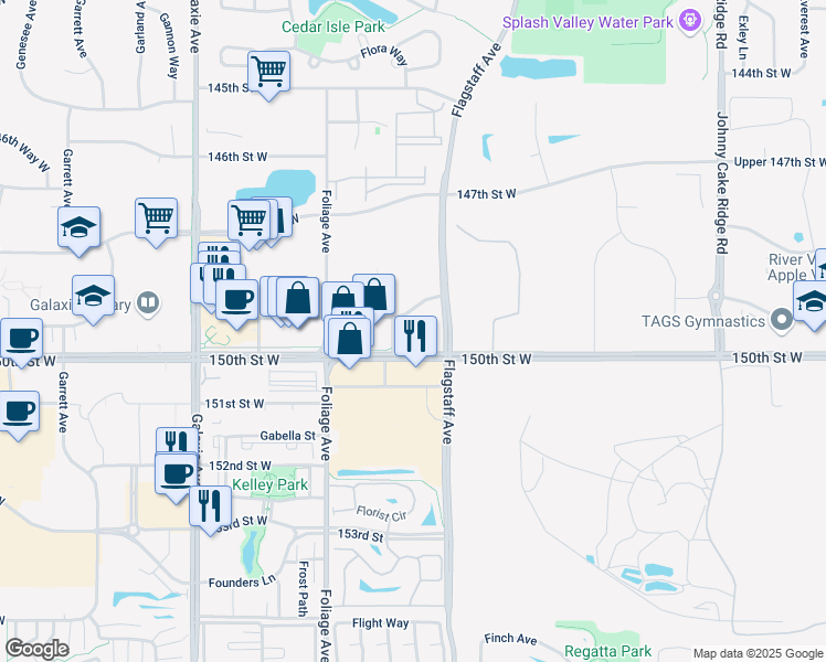 map of restaurants, bars, coffee shops, grocery stores, and more near 14969 Florence Trail in Apple Valley