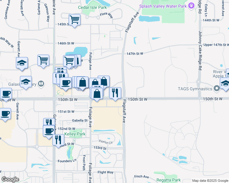 map of restaurants, bars, coffee shops, grocery stores, and more near 14969 Florence Trail in Apple Valley
