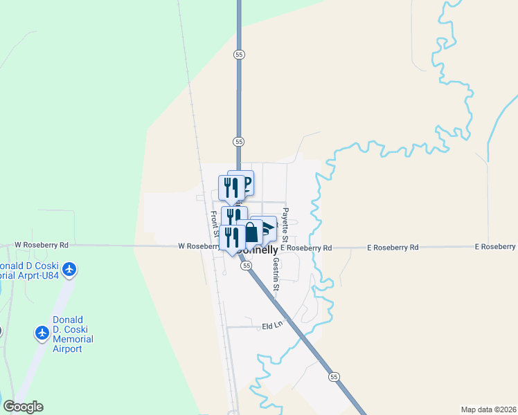 map of restaurants, bars, coffee shops, grocery stores, and more near 200-244 State Street in Donnelly